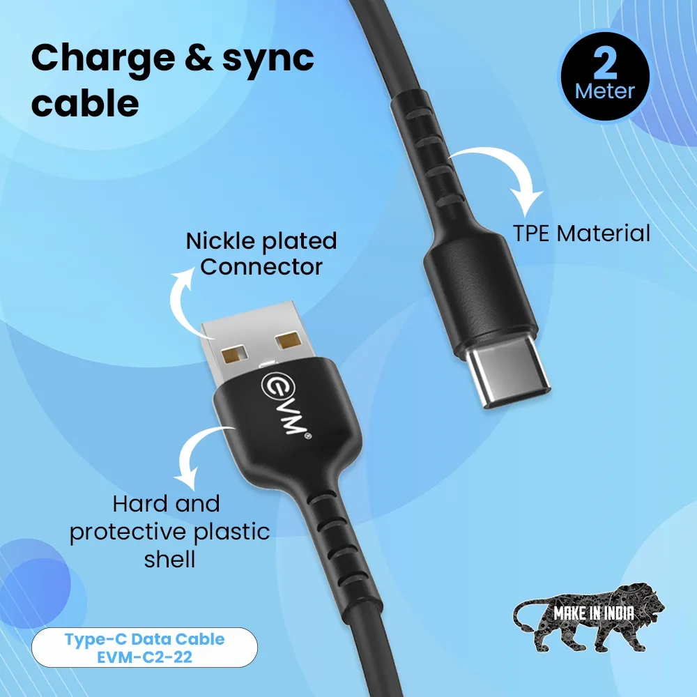 EVM Type C Charge & Sync Cable EVM-C2-22-B view 5